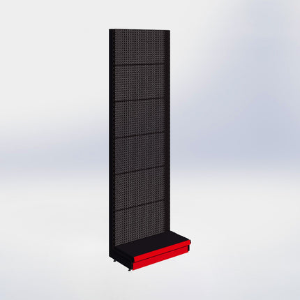 Wandstelling perforatie - H250 x B80 x D37 cm - 1 niveau - Zwart