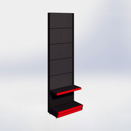 Wandstelling perforatie - H250 x B80 x D37 cm - 2 niveaus - Zwart