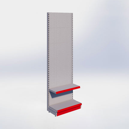 Wandstelling perforatie - H250 x B80 x D37 cm - 2 niveaus - Grijs