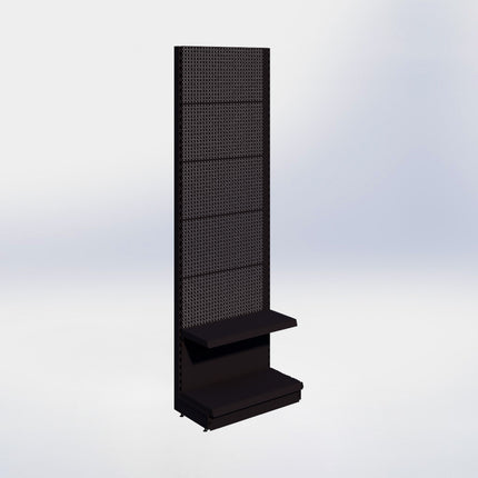 Wandstelling perforatie - H250 x B80 x D37 cm - 2 niveaus - Zwart