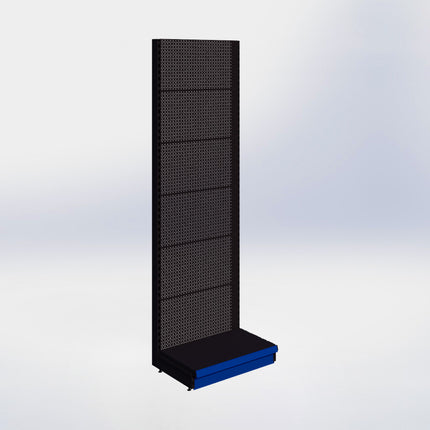 Wandstelling perforatie - H250 x B80 x D47 cm - 1 niveau - Zwart