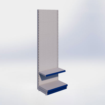 Wandstelling perforatie - H250 x B80 x D47 cm - 2 niveaus - Grijs