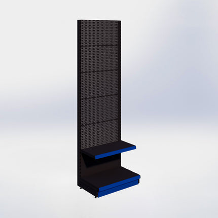 Wandstelling perforatie - H250 x B80 x D47 cm - 2 niveaus - Zwart