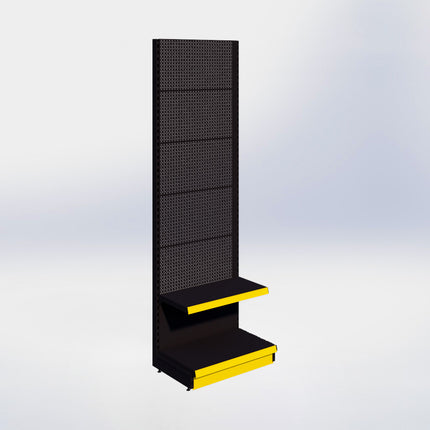 Wandstelling perforatie - H250 x B80 x D47 cm - 2 niveaus - Zwart