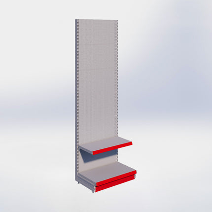 Wandstelling perforatie - H250 x B80 x D47 cm - 2 niveaus - Grijs