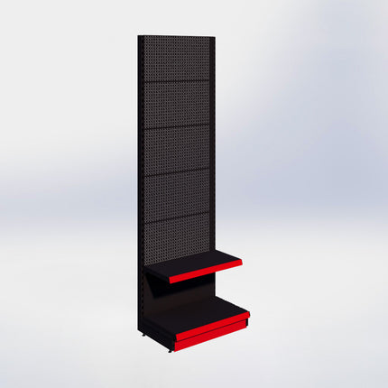 Wandstelling perforatie - H250 x B80 x D47 cm - 2 niveaus - Zwart