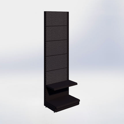 Wandstelling perforatie - H250 x B80 x D47 cm - 2 niveaus - Zwart