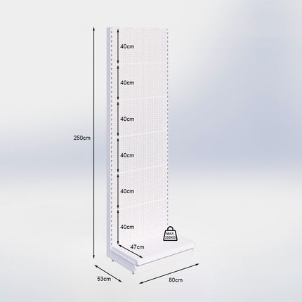 Wandstelling perforatie - H250 x B80 x D47 cm - 1 niveau - Zwart