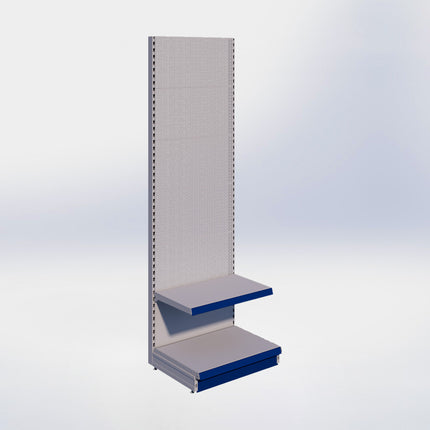 Wandstelling perforatie - H250 x B80 x D57 cm - 2 niveaus - Grijs