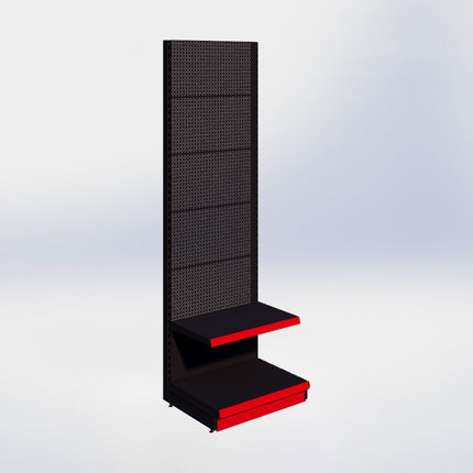 Wandstelling perforatie - H250 x B80 x D57 cm - 2 niveaus - Zwart