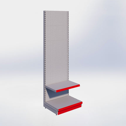 Wandstelling perforatie - H250 x B80 x D57 cm - 2 niveaus - Grijs