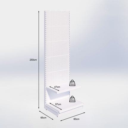 Wandstelling perforatie - H250 x B80 x D57 cm - 2 niveaus - Antraciet