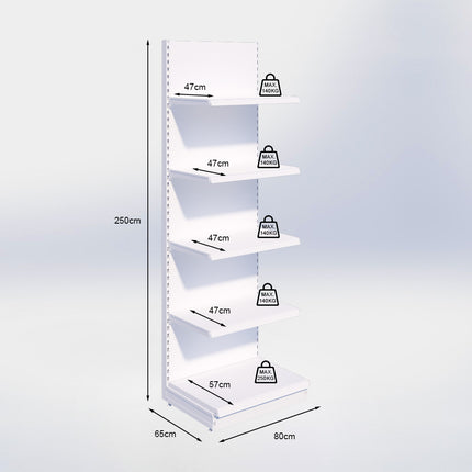 Wandstelling - H250 x B80 x D57 cm - 5 niveaus - Antraciet