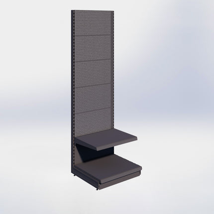 Wandstelling perforatie - H250 x B80 x D67 cm - 2 niveaus - Antraciet