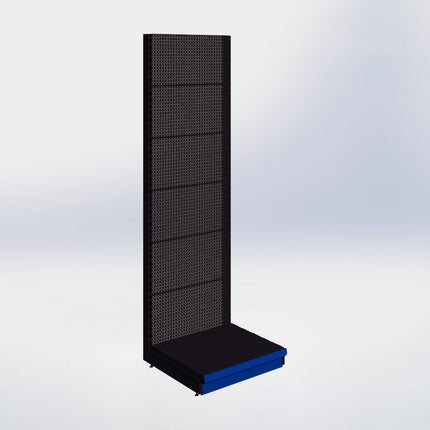 Wandstelling perforatie - H250 x B80 x D67 cm - 1 niveau - Zwart