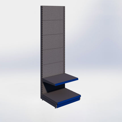 Wandstelling perforatie - H250 x B80 x D67 cm - 2 niveaus - Antraciet