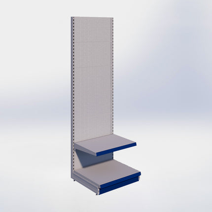 Wandstelling perforatie - H250 x B80 x D67 cm - 2 niveaus - Grijs