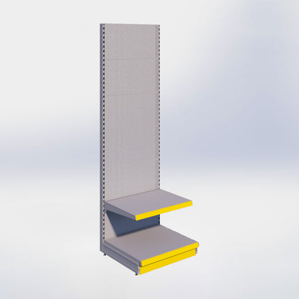 Wandstelling perforatie - H250 x B80 x D67 cm - 2 niveaus - Grijs