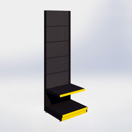 Wandstelling perforatie - H250 x B80 x D67 cm - 2 niveaus - Zwart