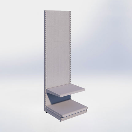 Wandstelling perforatie - H250 x B80 x D67 cm - 2 niveaus - Grijs