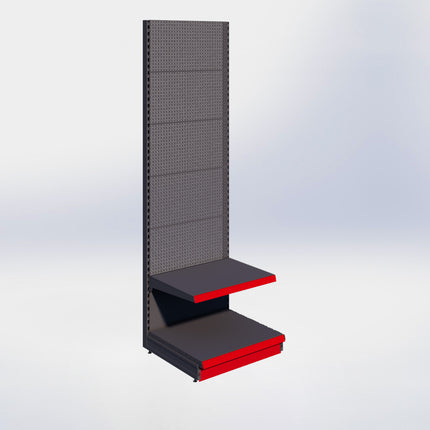 Wandstelling perforatie - H250 x B80 x D67 cm - 2 niveaus - Antraciet