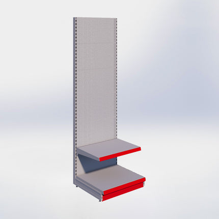 Wandstelling perforatie - H250 x B80 x D67 cm - 2 niveaus - Grijs