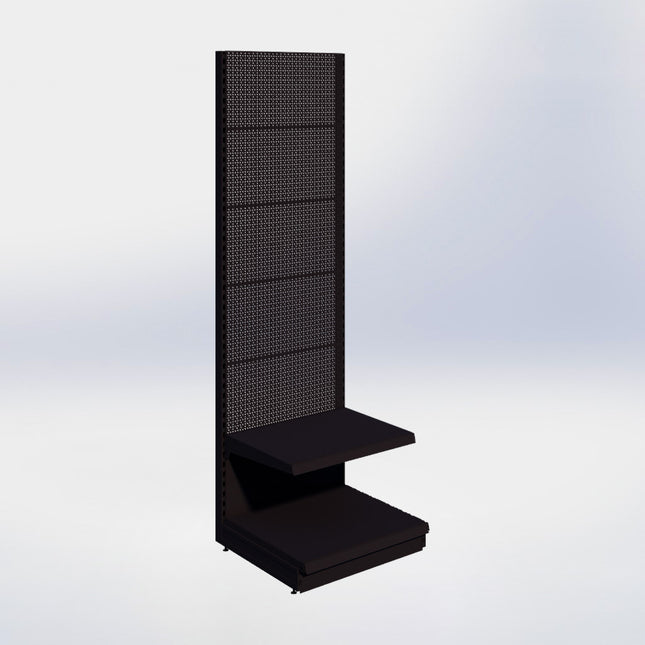 Wandstelling perforatie - H250 x B80 x D67 cm - 2 niveaus - Zwart