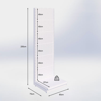 Wandstelling perforatie - H250 x B80 x D67 cm - 1 niveau - Zwart