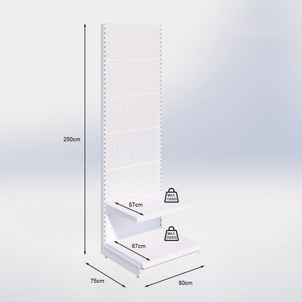 Wandstelling perforatie - H250 x B80 x D67 cm - 2 niveaus - Antraciet