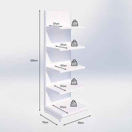Wandstelling - H250 x B80 x D67 cm - 5 niveaus - Antraciet