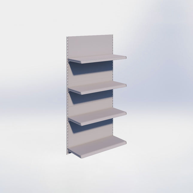 Wandrailstelling - H200 x B100 x D37 cm - 4 niveaus - Grijs