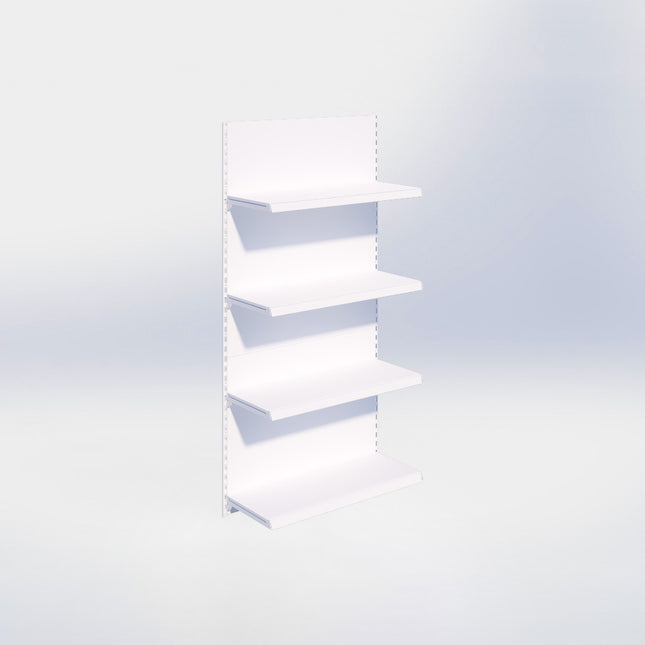 Wandrailstelling - H200 x B100 x D37 cm - 4 niveaus - Wit