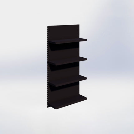 Wandrailstelling - H200 x B100 x D30 cm - 4 niveaus - Zwart