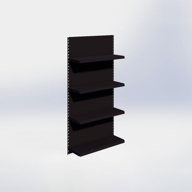 Wandrailstelling - H200 x B100 x D30 cm - 4 niveaus - Zwart