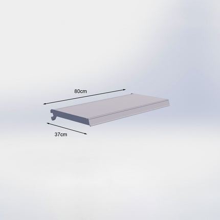 Legplank - L80 x D37 cm - met dragers en prijsetiket - Grijs