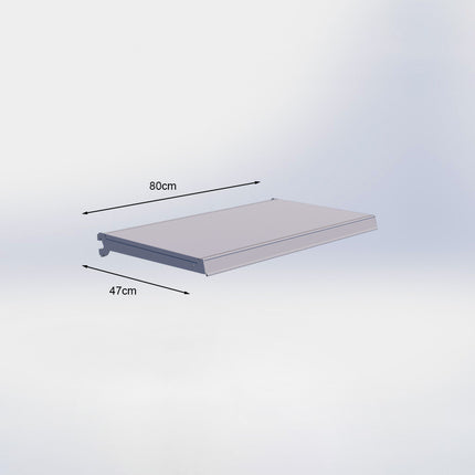 Legplank - L80 x D47 cm - met dragers en prijsetiket - Grijs