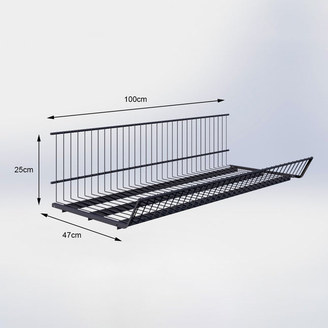 Draadplank Antraciet (D x B) 47 cm x 100 cm met dragers (D) 47 cm