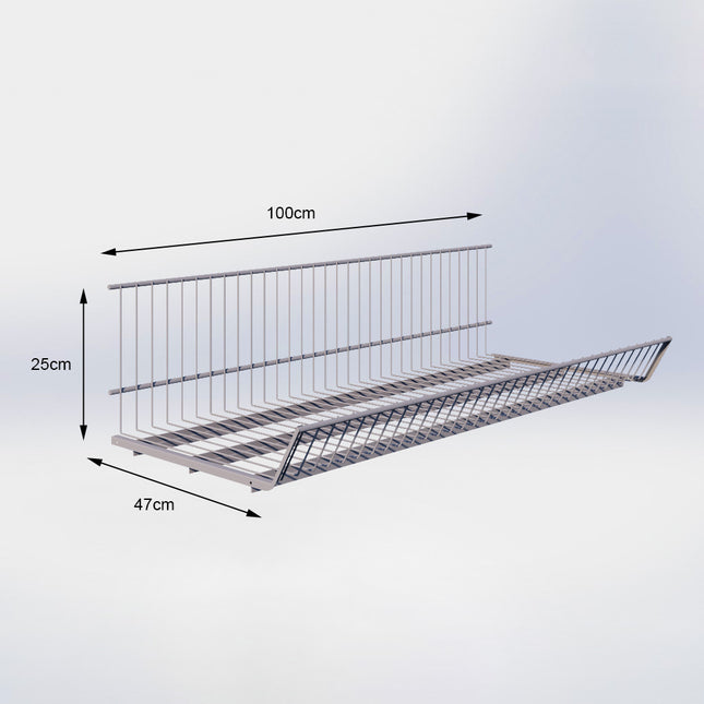 Draadplank Grijs (D x B) 47 cm x 100 cm met dragers (D) 47 cm