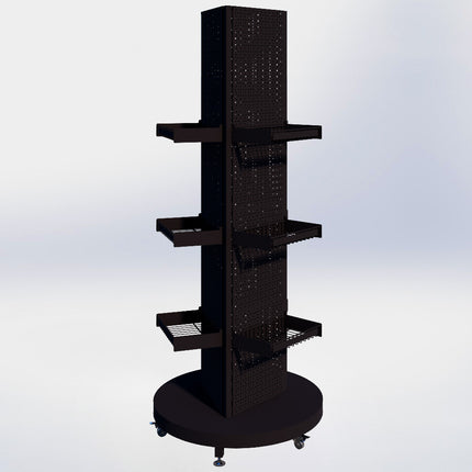 Draaitoren met legplank 3-zijdig - H172 x B70 cm - Zwart