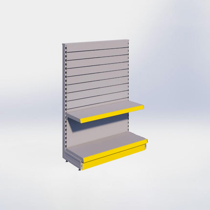 Kopstelling slatwall - H140 x B100 x D37 cm - 2 niveaus - Grijs