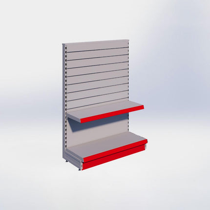 Kopstelling slatwall - H140 x B100 x D37 cm - 2 niveaus - Grijs