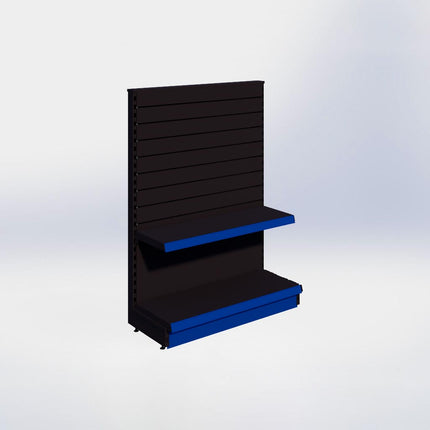 Kopstelling slatwall - H140 x B100 x D37 cm - 2 niveaus - Zwart