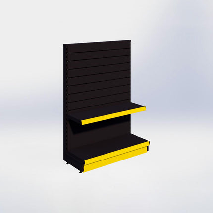Kopstelling slatwall - H140 x B100 x D37 cm - 2 niveaus - Zwart