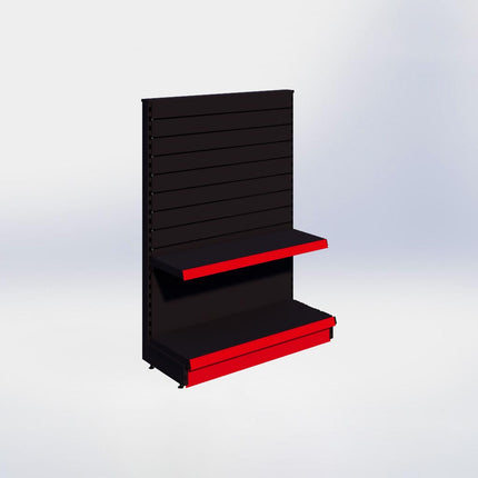 Kopstelling slatwall - H140 x B100 x D37 cm - 2 niveaus - Zwart