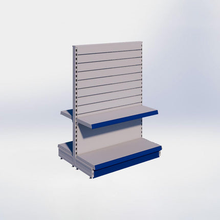 Middenstelling slatwall - H140 x B100 x D37 cm - 2 niveaus - Grijs