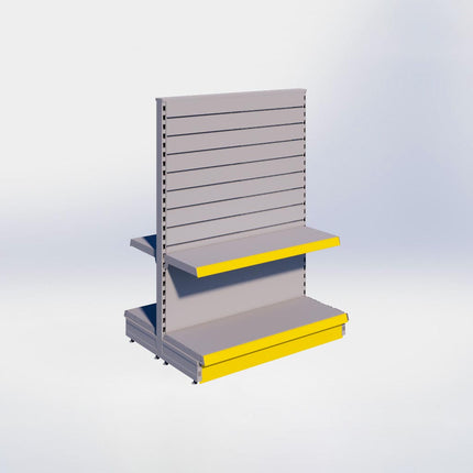 Middenstelling slatwall - H140 x B100 x D37 cm - 2 niveaus - Grijs