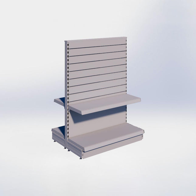 Middenstelling slatwall - H140 x B100 x D37 cm - 2 niveaus - Grijs