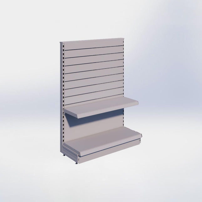 Kopstelling slatwall - H140 x B100 x D37 cm - 2 niveaus - Grijs
