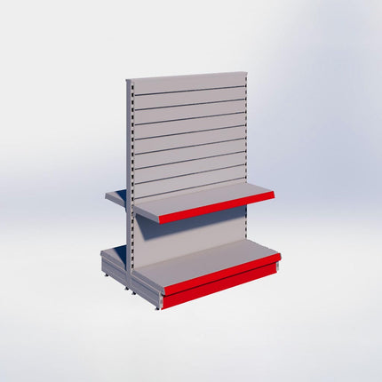 Middenstelling slatwall - H140 x B100 x D37 cm - 2 niveaus - Grijs