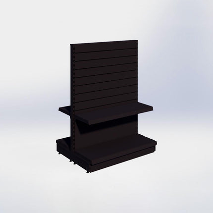 Middenstelling slatwall - H140 x B100 x D37 cm - 2 niveaus - Zwart